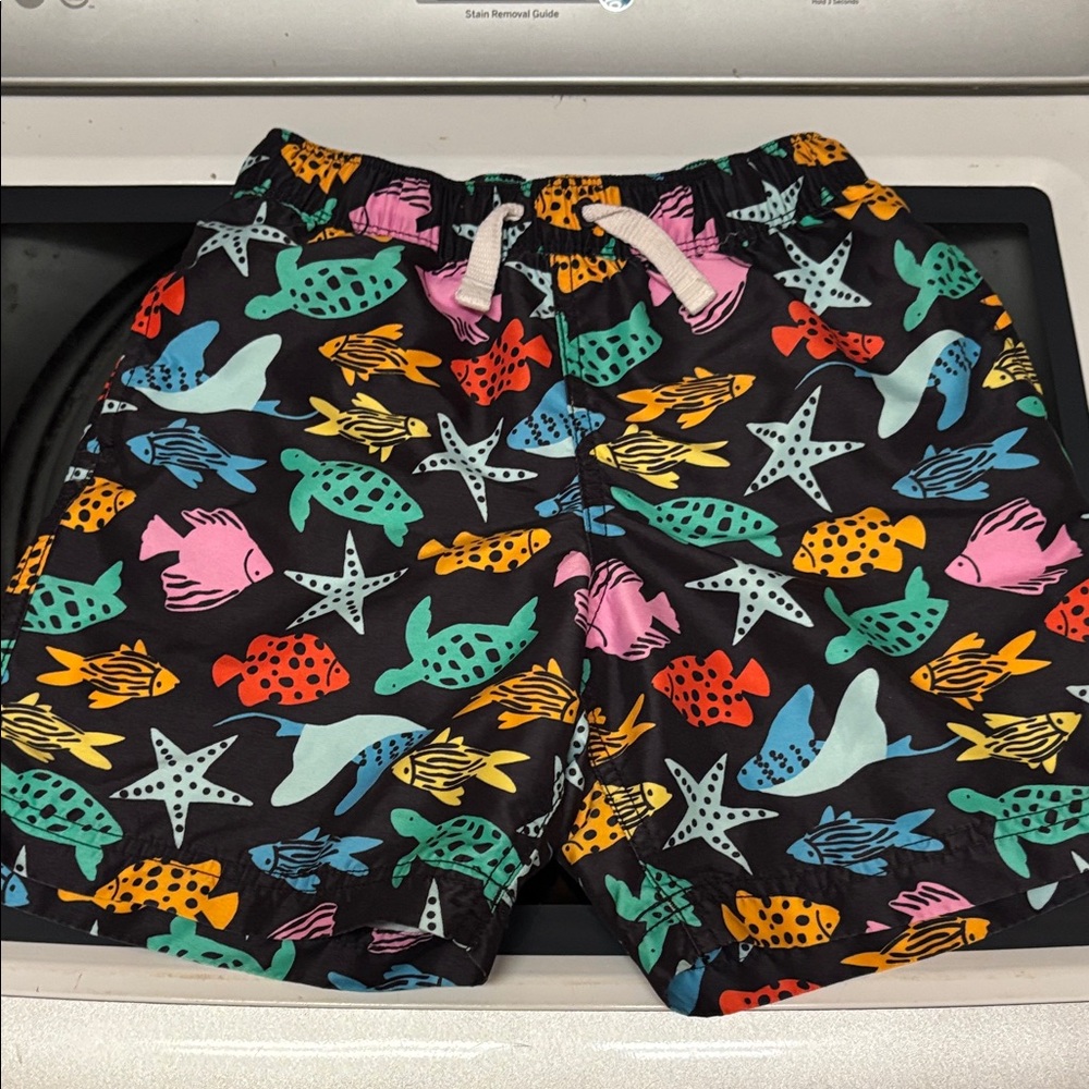 Hanna Anderson Colorful Fish Print Swim Shorts size 8